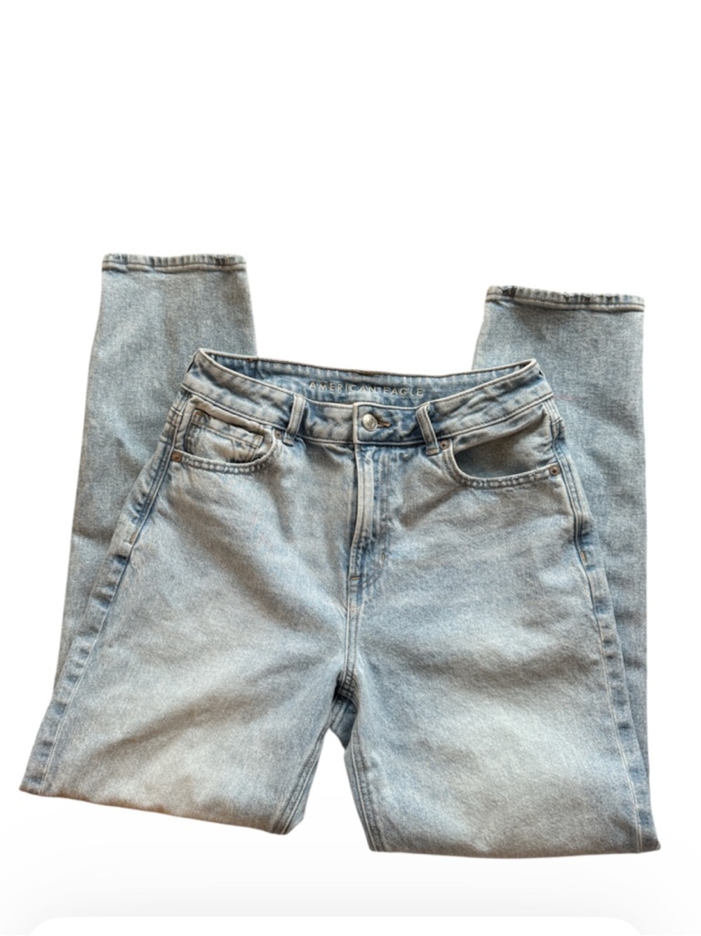 American Eagle Strigid Mom Jeans Size 6 High Rise Light Wash Straight Leg